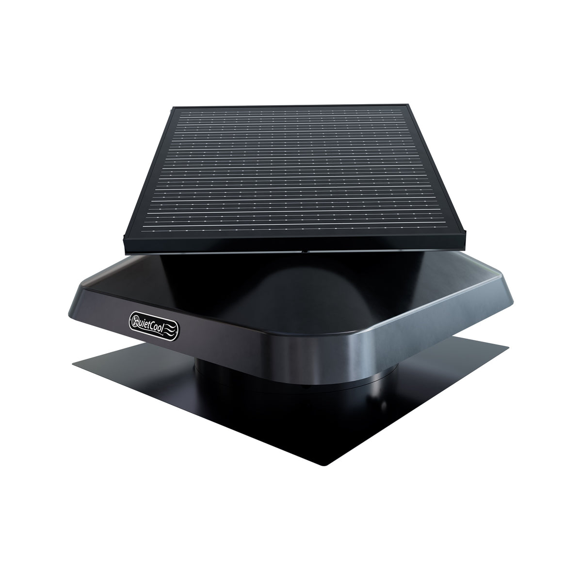 QuietCool 50 Watt Smart Solar Attic Fan - three-quarter view